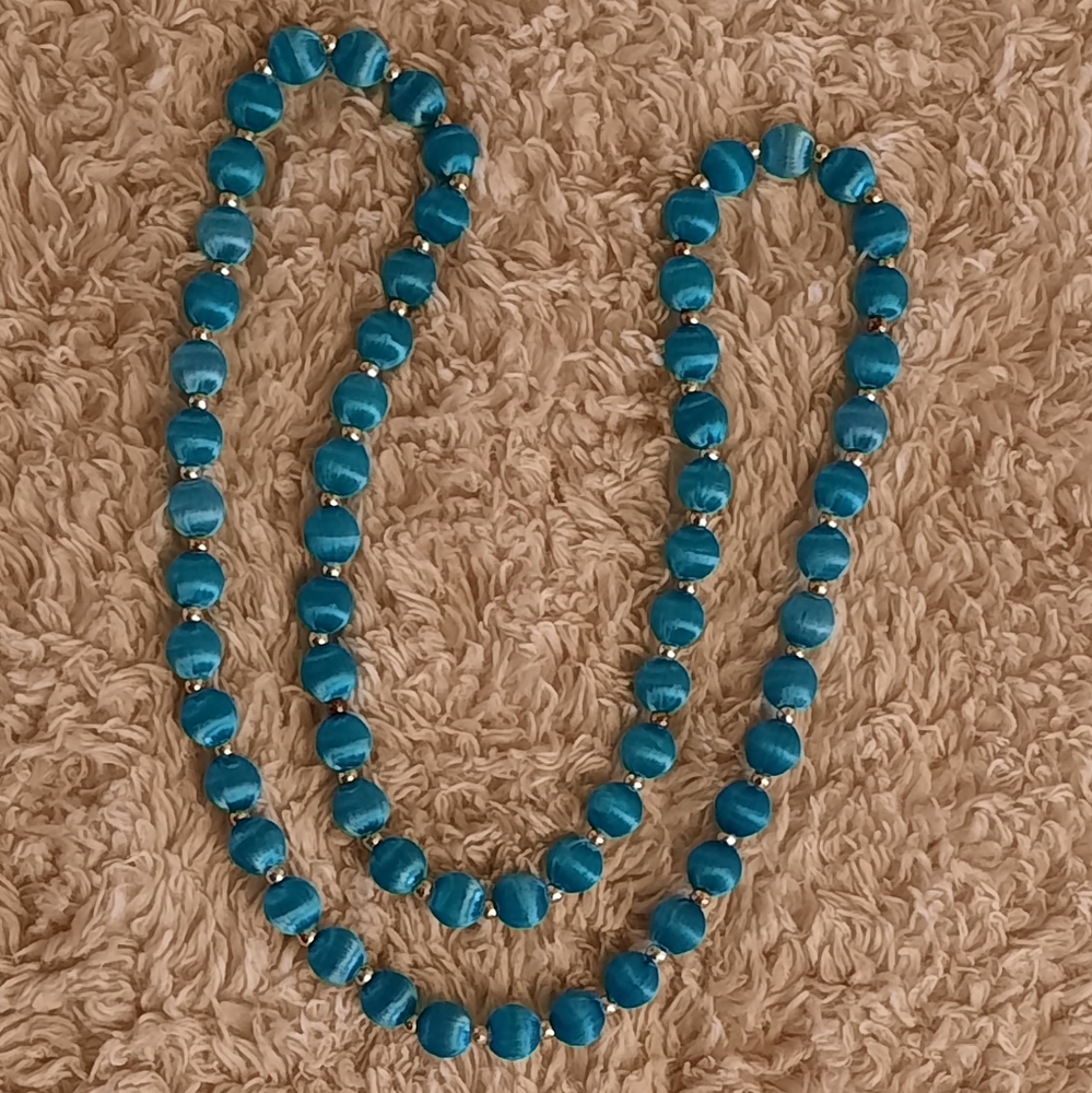 Vintage 1960s Satin Colored and Gold Bead Necklace